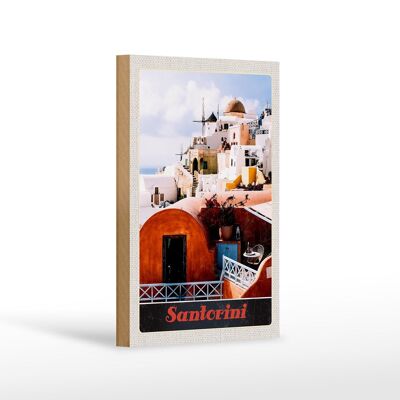 Holzschild Reise 12x18 cm Santorini Griechenland Europa Insel