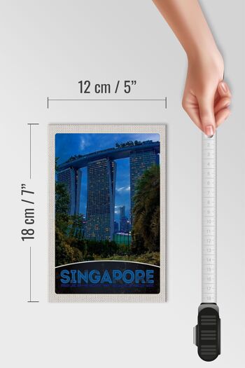 Panneau en bois voyage 12x18 cm Singapour Asie architecture gratte-ciel 4