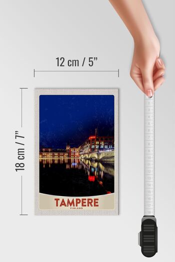 Panneau en bois voyage 12x18 cm Tampere Finlande Europe soirée ville 4