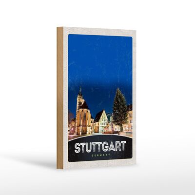 Cartel de madera de viaje 12x18 cm Arquitectura del edificio del casco antiguo de Stuttgart