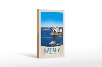 Panneau en bois voyage 12x18 cm Sydney Australie bateau de mer yacht 1