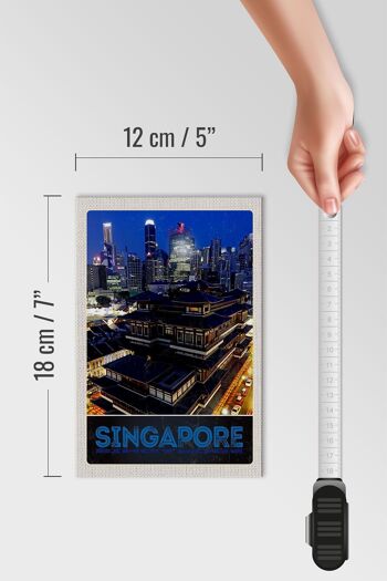 Panneau en bois voyage 12x18 cm Singapour ville Asie gratte-ciel Inde 4