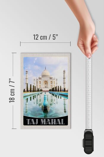 Panneau en bois voyage 12x18 cm Taj Mahal Inde jardin devant 4