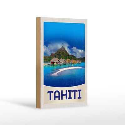 Cartello in legno da viaggio 12x18 cm Tahiti Island America vacanza sole