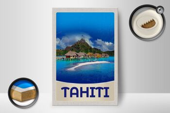 Panneau en bois voyage 12x18 cm Tahiti Island America vacances soleil 2