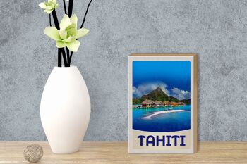 Panneau en bois voyage 12x18 cm Tahiti Island America vacances soleil 3