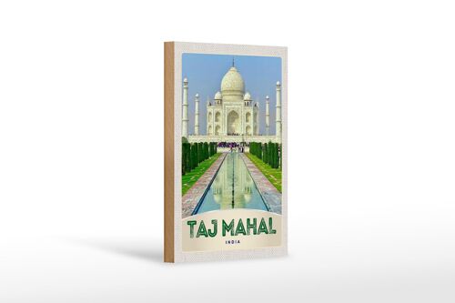 Holzschild Reise 12x18 cm Taj Mahal Agra Dekoration