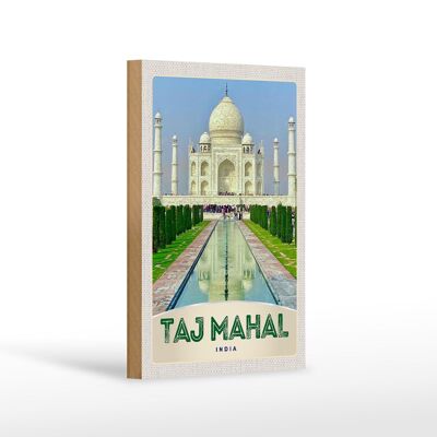 Targa in legno da viaggio 12x18 cm decorazione Taj Mahal Agra