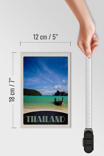 Panneau en bois voyage 12x18 cm Thaïlande mer bateau montagnes ciel 4