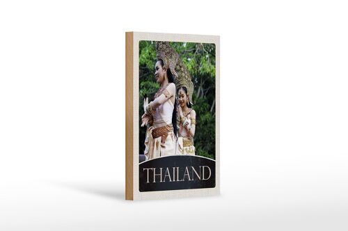 Holzschild Reise 12x18 cm Thailand Tropen Natur Frau Religion