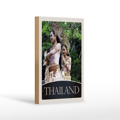 Holzschild Reise 12x18 cm Thailand Tropen Natur Frau Religion