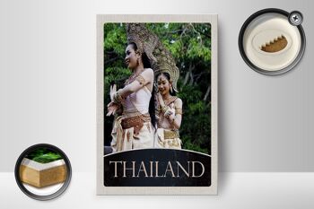 Panneau en bois voyage 12x18 cm Thaïlande Tropiques Nature Femme Religion 2