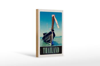 Panneau en bois voyage 12x18 cm Thaïlande mer bleu mer bateau nature 1
