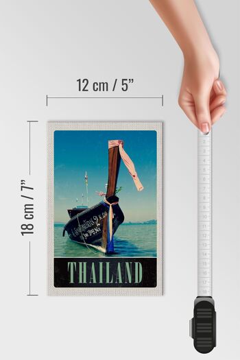 Panneau en bois voyage 12x18 cm Thaïlande mer bleu mer bateau nature 4