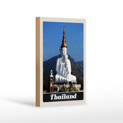 Cartel de madera viaje 12x18 cm Tailandia naturaleza bosque templo dios