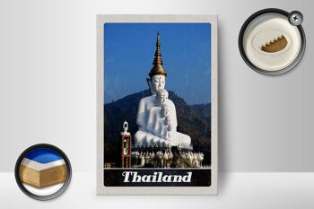 Panneau en bois voyage 12x18 cm Thaïlande nature forêt temple dieu 2