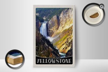 Panneau en bois voyage 12x18 cm Cascade de Yellowstone rivière nature 2