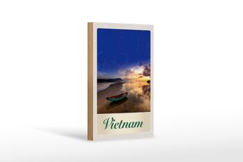 Panneau en bois voyage 12x18 cm Vietnam Asie bateau mer nature vacances 1
