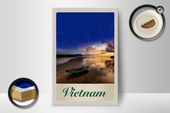 Panneau en bois voyage 12x18 cm Vietnam Asie bateau mer nature vacances 2