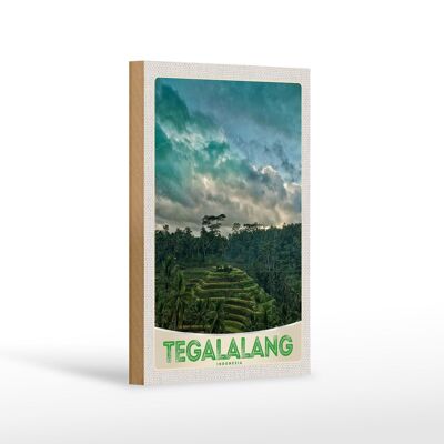 Cartello in legno da viaggio 12x18 cm Tegalalang Indonesia Asia Tropici