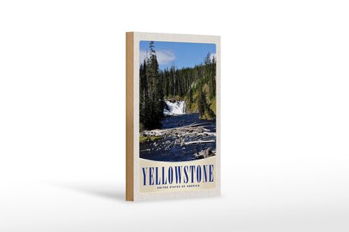 Holzschild Reise 12x18 cm Yellowstone Wasserfall Gebirge Natur