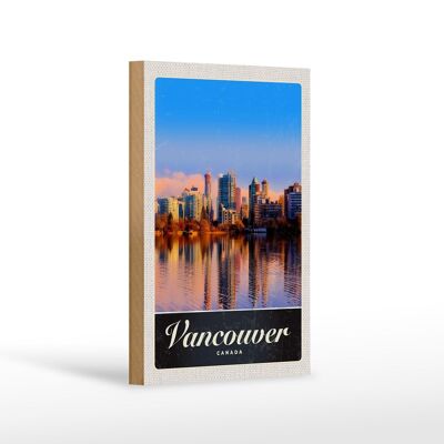Cartello in legno da viaggio 12x18 cm Vancouver Canada mare grattacielo vacanza