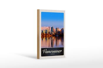 Panneau en bois voyage 12x18 cm Vancouver Canada mer gratte-ciel vacances 1