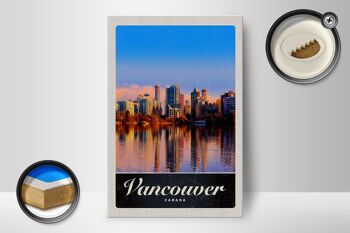 Panneau en bois voyage 12x18 cm Vancouver Canada mer gratte-ciel vacances 2