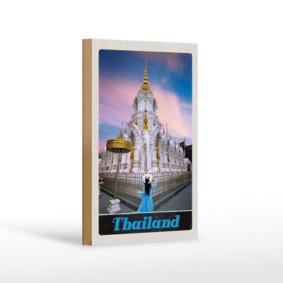 Holzschild Reise 12x18 cm Thailand Wait Traimit golden Kloster