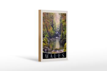 Panneau en bois voyage 12x18 cm pays de Galles Angleterre nature rivière forêt vacances 1