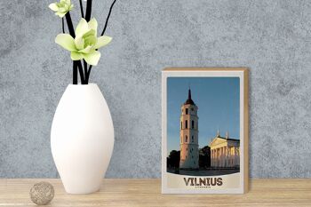 Panneau en bois voyage 12x18 cm Architecture de l'église de Vilnius Lituanie 3