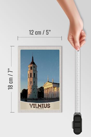 Panneau en bois voyage 12x18 cm Architecture de l'église de Vilnius Lituanie 4
