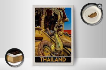 Panneau en bois voyage 12x18 cm Thaïlande Asie dragon temple coloré 2
