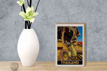 Panneau en bois voyage 12x18 cm Thaïlande Asie dragon temple coloré 3