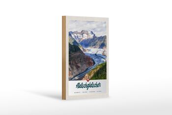 Panneau en bois voyage 12x18 cm Glacier d'Aletsch Suisse Montagnes Hiver 1