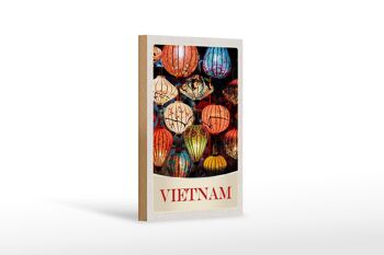 Panneau en bois voyage 12x18 cm Vietnam Asie culture des lanternes colorées 1