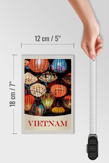 Panneau en bois voyage 12x18 cm Vietnam Asie culture des lanternes colorées 4
