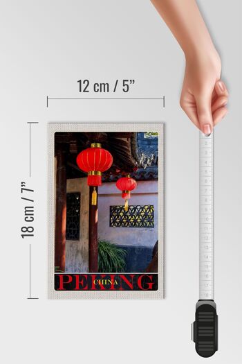 Panneau en bois voyage 12x18 cm Pékin Chine culture lanterne rouge 4