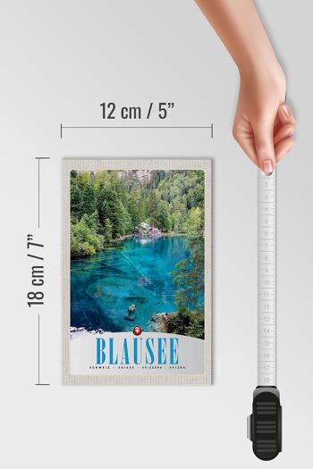 Panneau en bois voyage 12x18 cm Blausee Suisse nature forêt montagnes 4