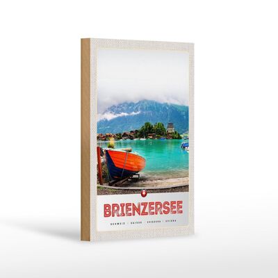 Cartello in legno da viaggio 12x18 cm Lago di Brienz Svizzera costruzione barca