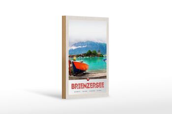 Panneau en bois voyage 12x18 cm Lac de Brienz Suisse construction de bateaux 1