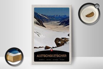 Panneau en bois voyage 12x18 cm Glacier d'Aletsch Suisse neige nature 2