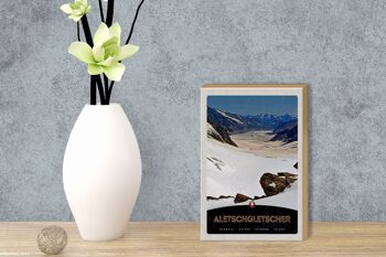 Panneau en bois voyage 12x18 cm Glacier d'Aletsch Suisse neige nature 3