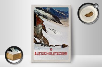 Panneau en bois voyage 12x18 cm Glacier d'Aletsch Suisse neige hiver 2