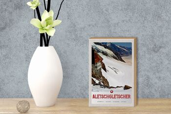 Panneau en bois voyage 12x18 cm Glacier d'Aletsch Suisse neige hiver 3
