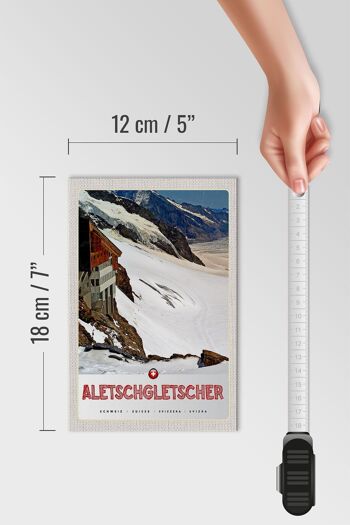 Panneau en bois voyage 12x18 cm Glacier d'Aletsch Suisse neige hiver 4