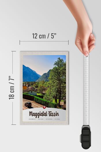 Panneau en bois voyage 12x18 cm Maggiatal-Tessin Suisse ville montagnes 4