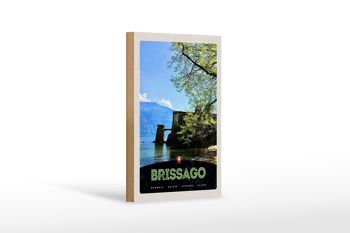 Panneau en bois voyage 12x18 cm Brissago Suisse architecture vacances 1
