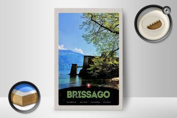 Panneau en bois voyage 12x18 cm Brissago Suisse architecture vacances 2