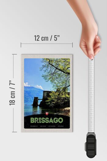 Panneau en bois voyage 12x18 cm Brissago Suisse architecture vacances 4